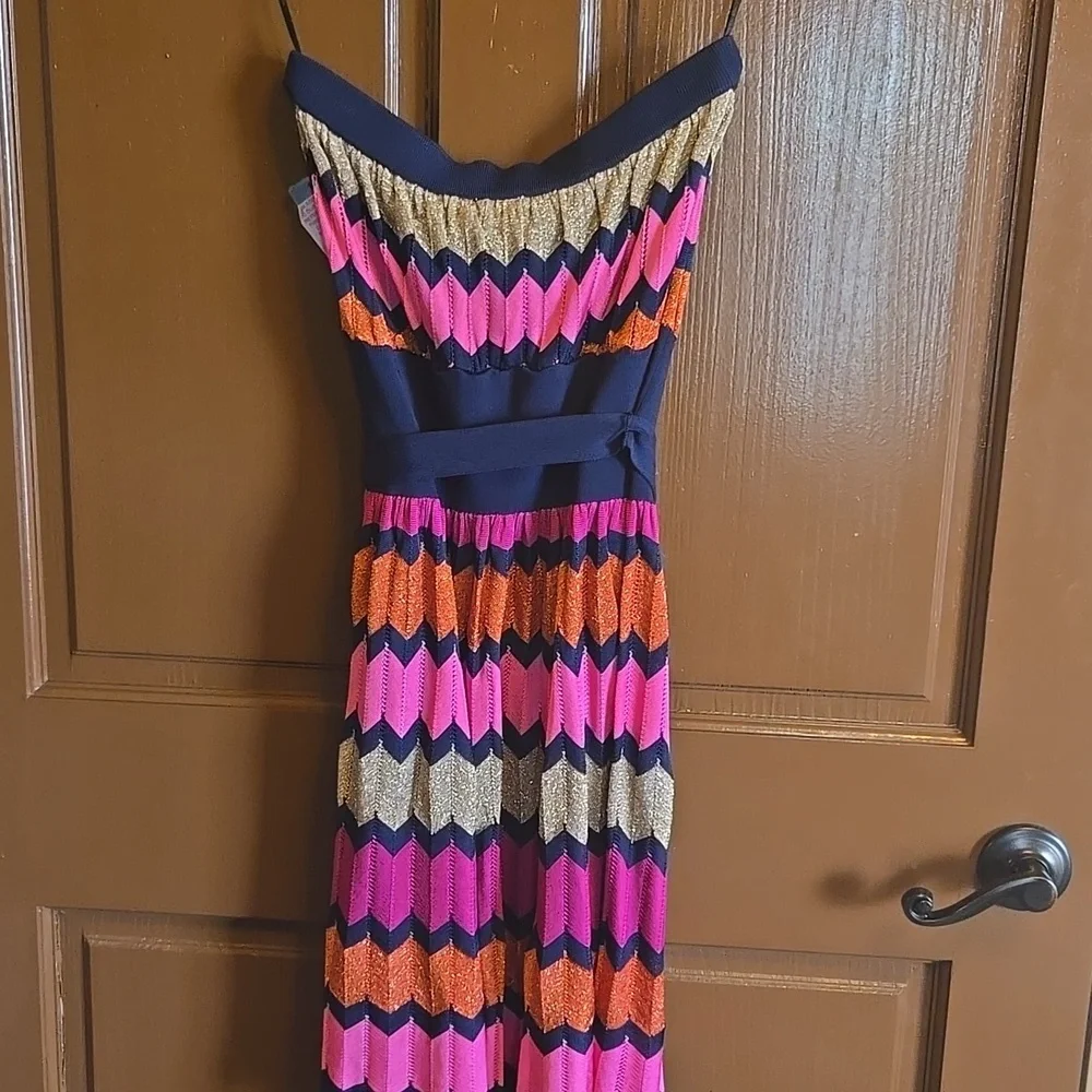 Laundry-Navy multi strapless knit dress Size M. NWT. - Picture 8 of 13